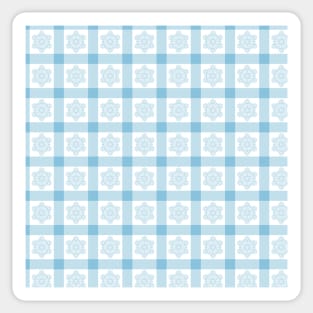 Festive Farmhouse Snowflake Checkerboard - Light Blue - Cozy Winter Collection Sticker